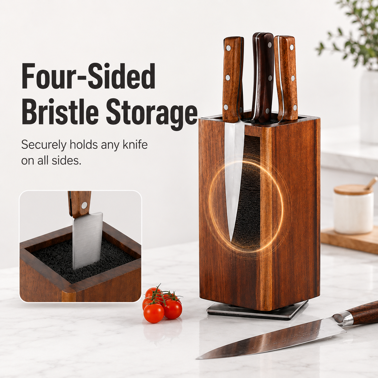 Rotating Wooden Magnetic Knife Rack