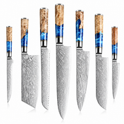 Miyamoto Japanese Damascus Steel Kitchen Knife Set With Resin Handle