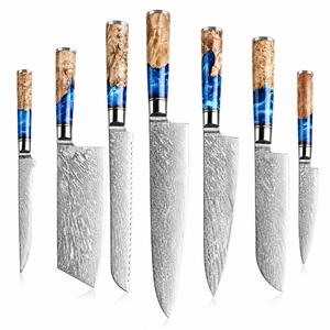 Miyamoto Japanese Damascus Steel Kitchen Knife Set With Resin Handle