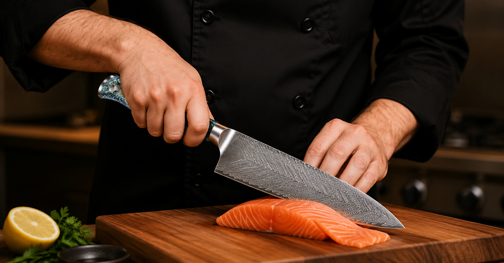 Miyamoto 67 Layer Damascus Steel Knife Set With Abalone Handle