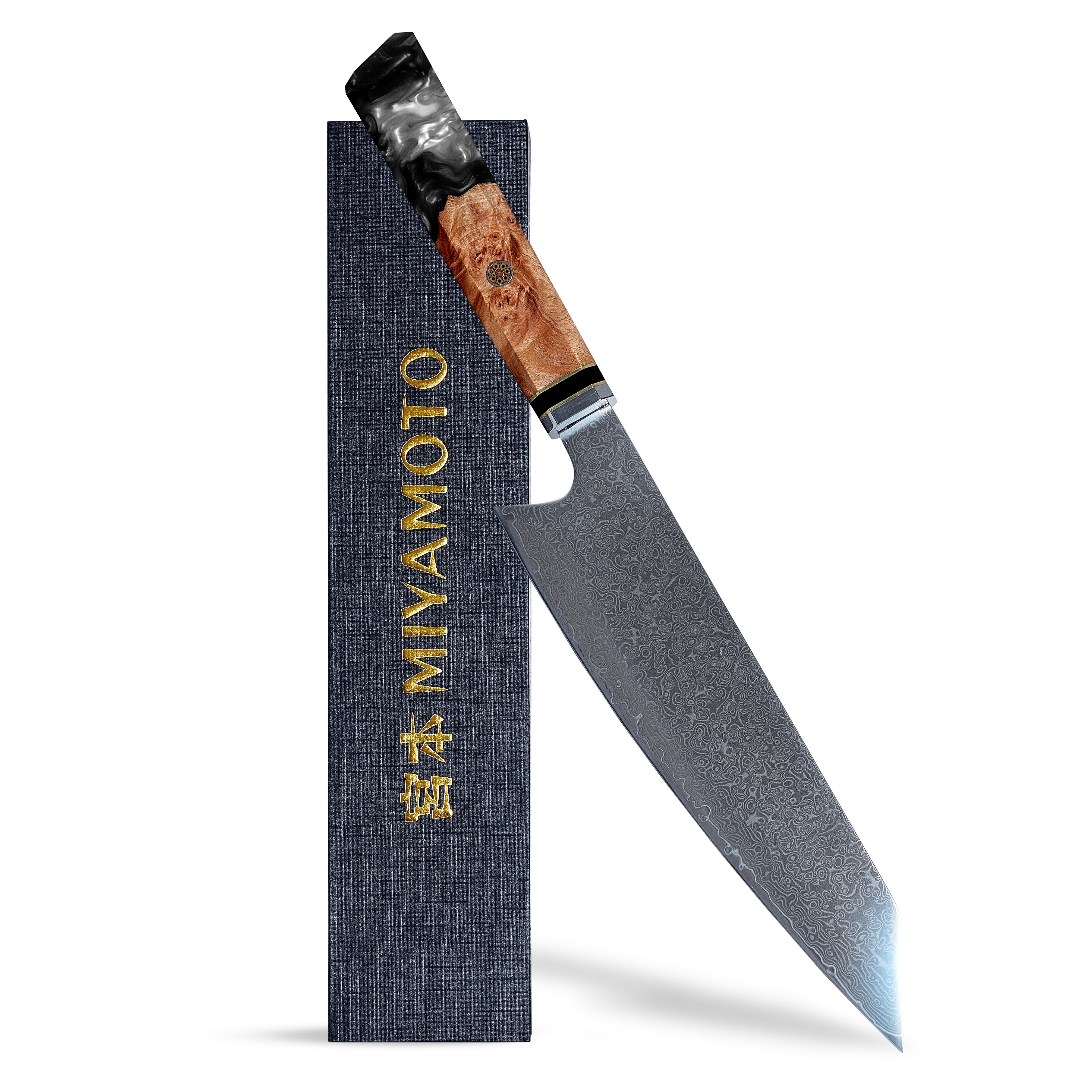 Damacus Knife and Olive Wood Board Set