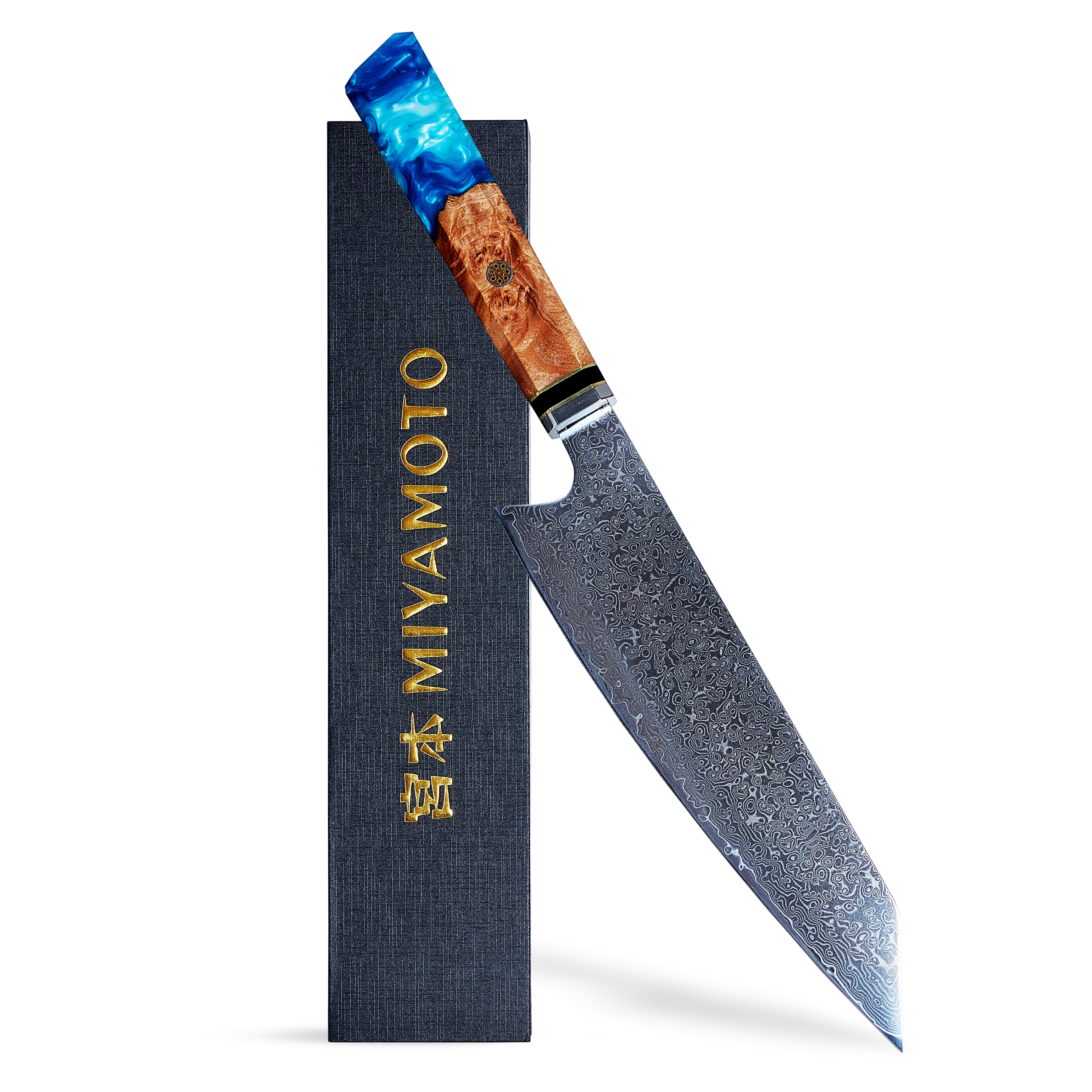 Damacus Knife and Olive Wood Board Set
