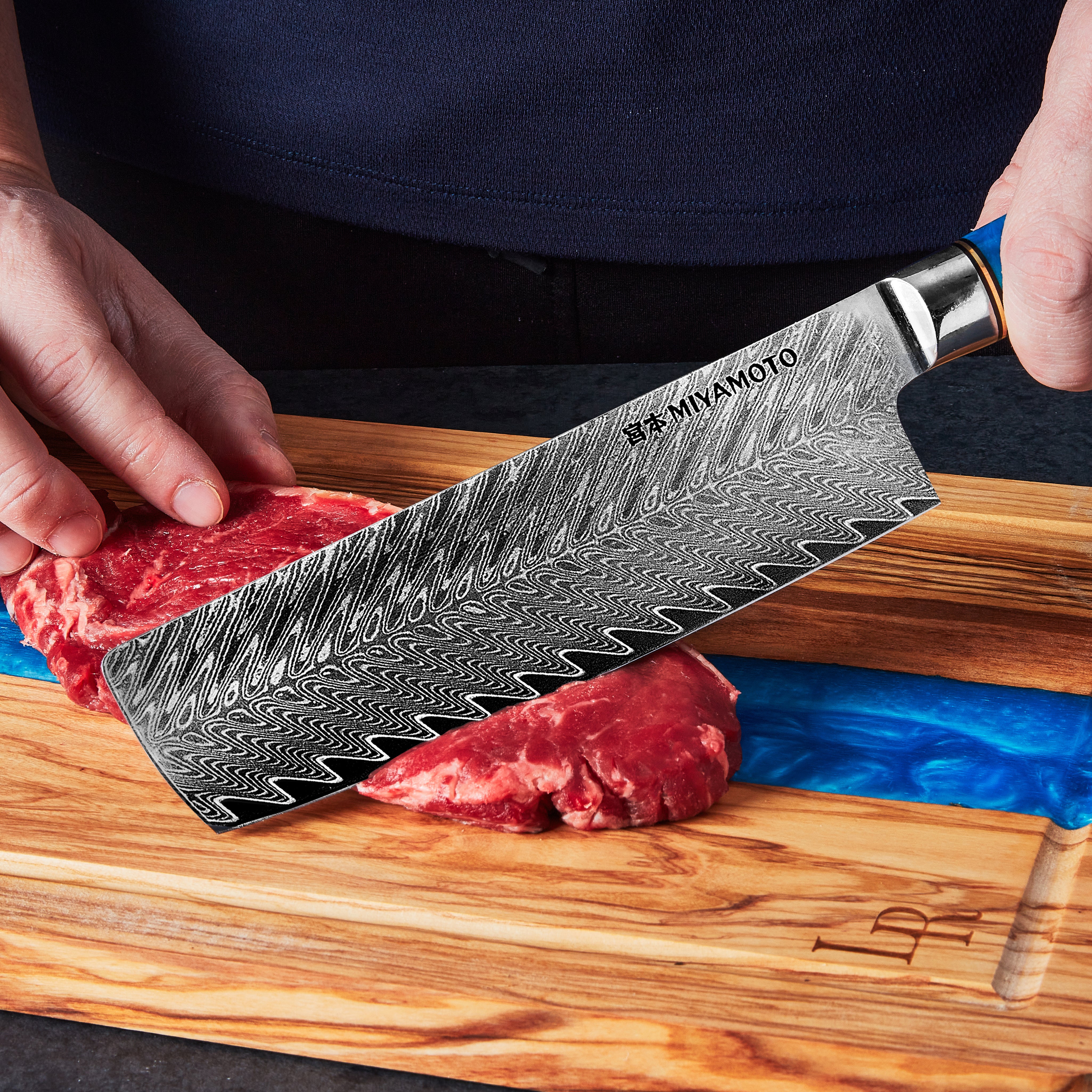 Miyamoto Japanese Knife Damascus Knife 3 Set