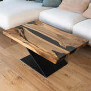 Solid Walnut Coffee Table with Black Resin